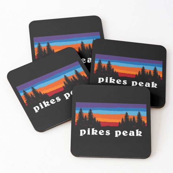 Pikes Peak Colorado Springs Forest Ski Snowboard Camping Hiking 14er Mountain Sunset Gift Ideas Coasters (Set of 4)