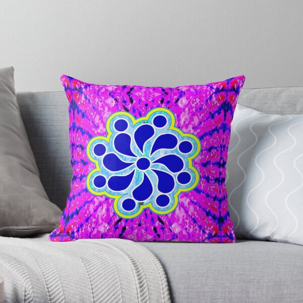 Groovy Boho Flower Throw Pillow