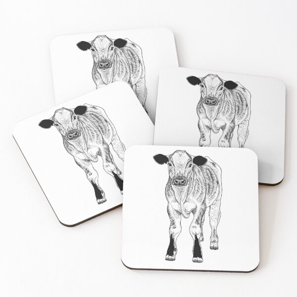 Item preview, Calf - baby cow - ink illustration designed and sold by LorenDowding.