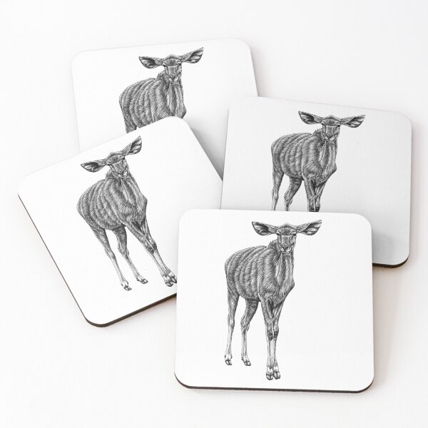 Item preview, Greater kudu antelope - ink illustration designed and sold by LorenDowding.