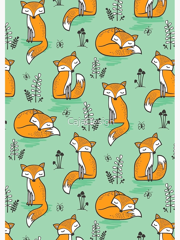 Thumbnail 3 of 3, Journal, Dreamy Fox in Green designed and sold by CajaDesign.