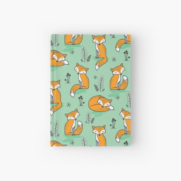 Dreamy Fox in Green Hardcover Journal