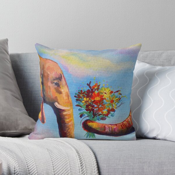 Cute Elephants Throw Pillow
