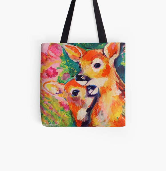 Baby Deer Pink All Over Print Tote Bag