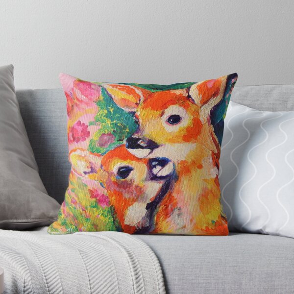 Baby Deer Pink Throw Pillow