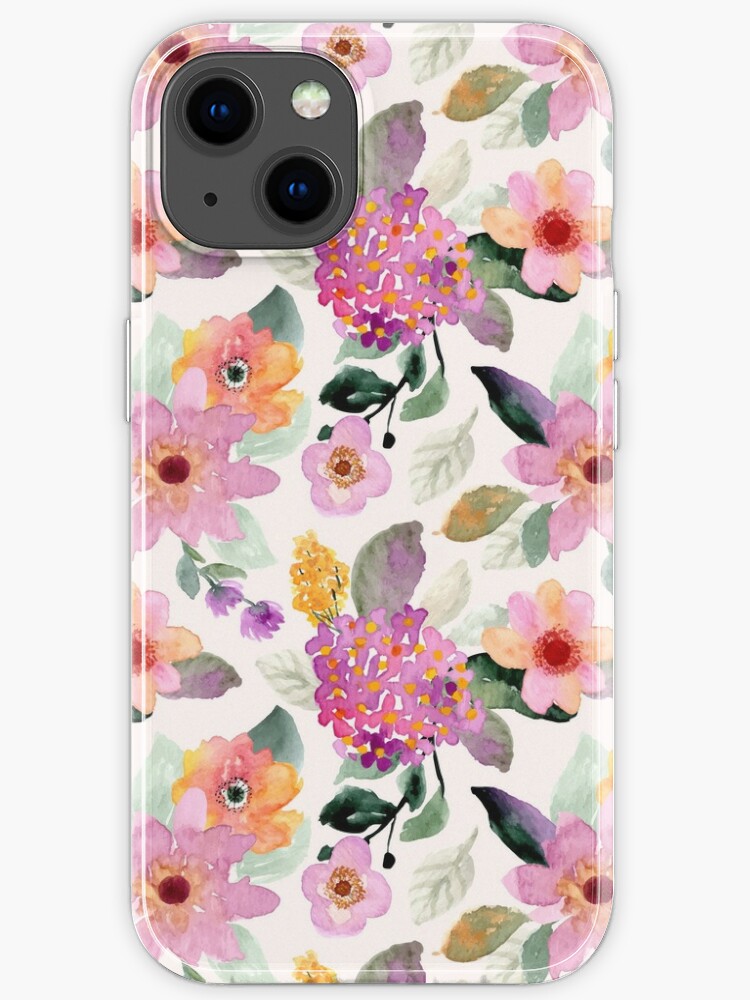 Funda de iPhone «Patrón botánico de flores pintadas con acuarelas en tonos  lilas, rosas y amarillos» de Kanae19 | Redbubble