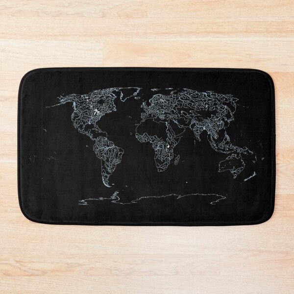 Item preview, World Map of Large Rivers, Lakes and Coast Lines - Dark Background designed and sold by ramiro.