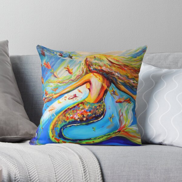 Mermaid Underwater Throw Pillow