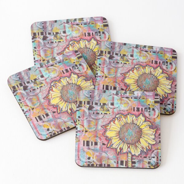 Item preview, Abstract whimsical sunflower - mixed media art designed and sold by Lanie K Art.