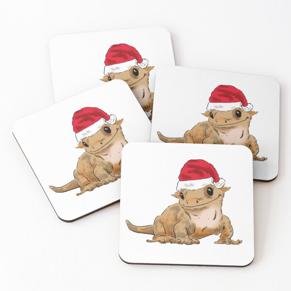 Item preview, Cute Christmas Crested Gecko, Santa Crestie, Gecko Lovers, Xmas Gecko in Santa Hat designed and sold by Furkid Studio.