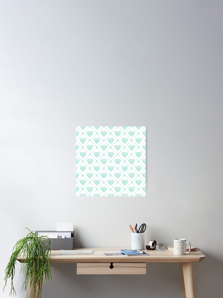 Mint Diamond Grid Pattern Poster