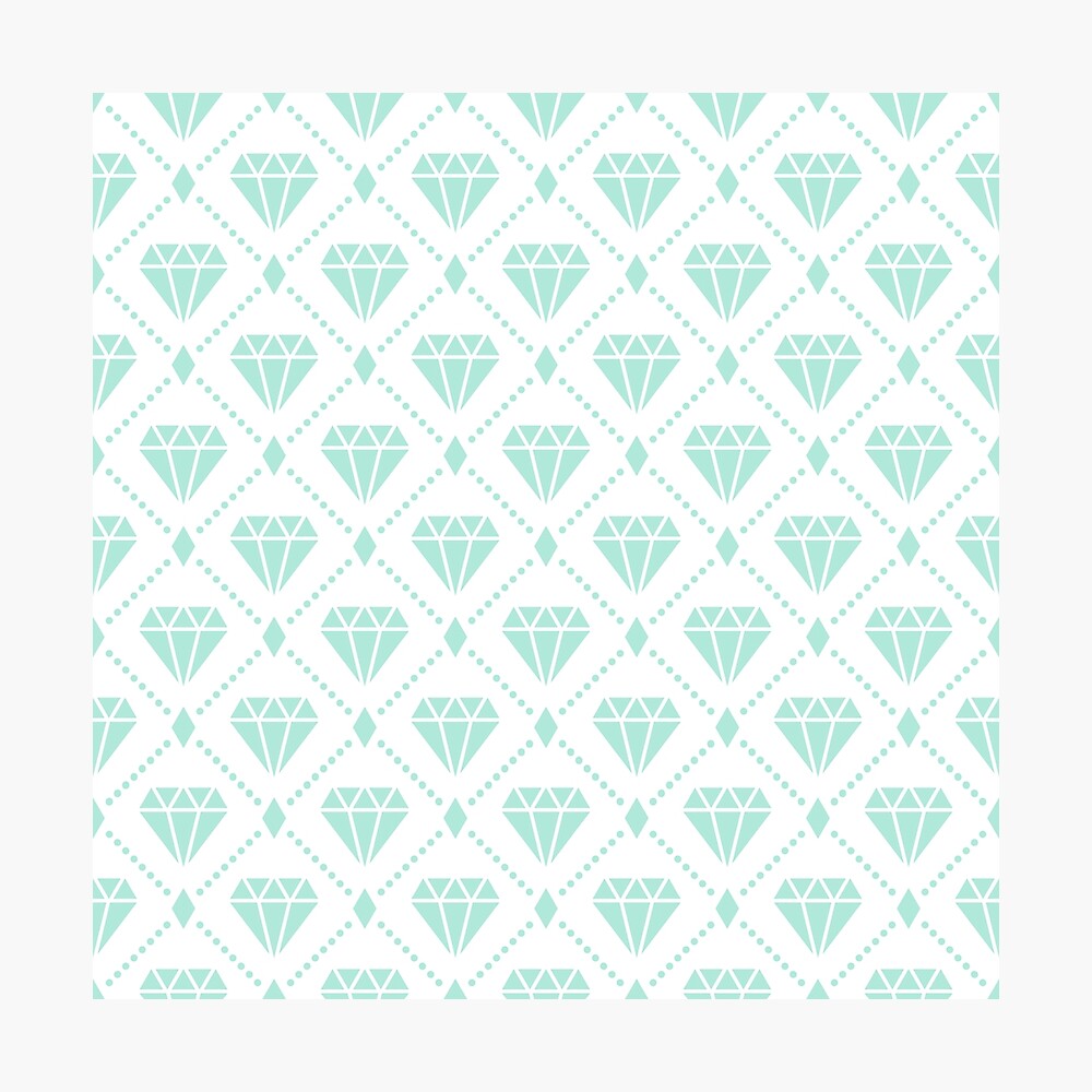 Mint Diamond Grid Pattern Poster