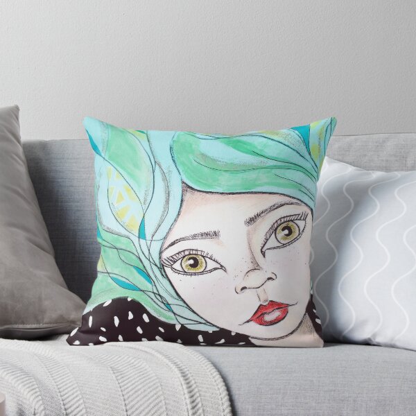 Item preview, Whimsy blue-haired mixed media pixie girl designed and sold by Lanie K Art.