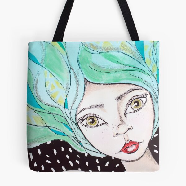 Item preview, Whimsy blue-haired mixed media pixie girl designed and sold by Lanie K Art.
