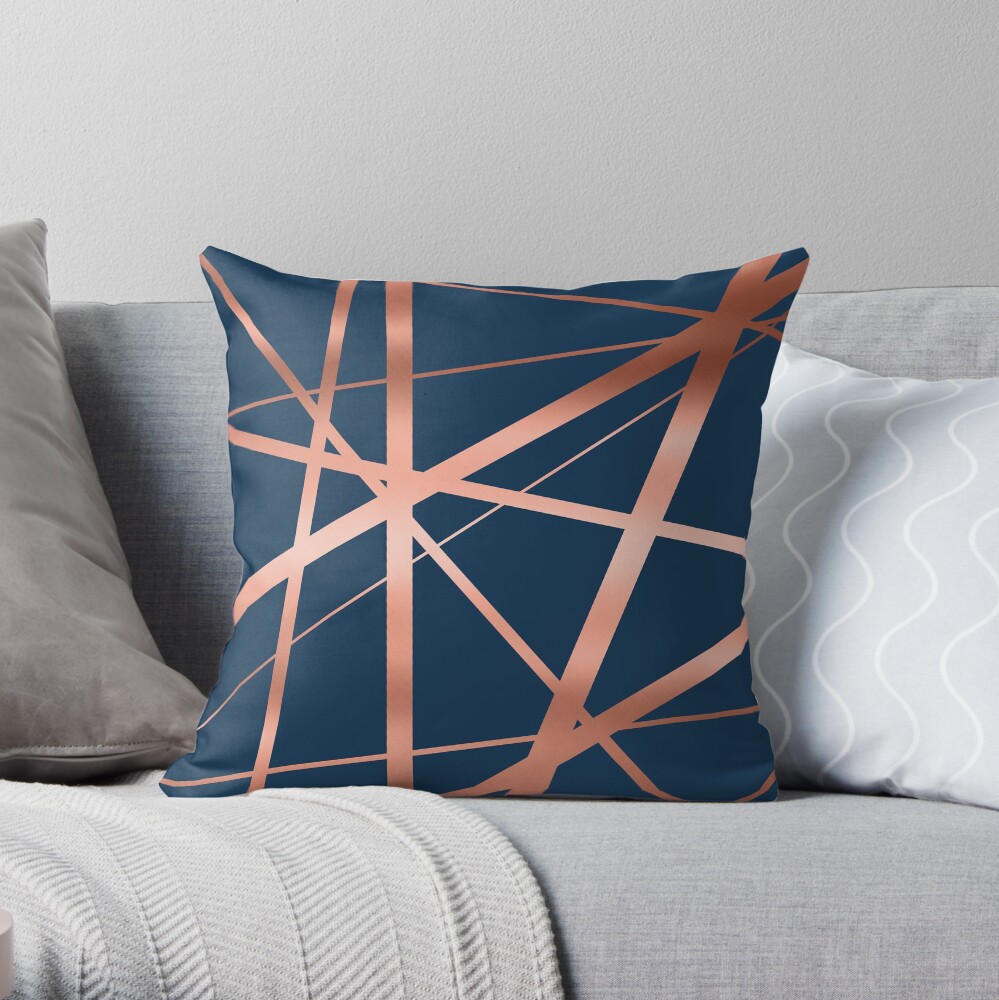Navy and Copper Luxe Throw Pillow