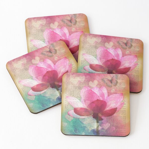 Item preview, Botanical print, on old book page - lotus designed and sold by Art by Lilia.