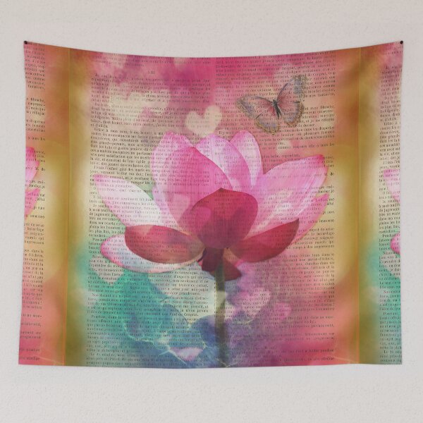Item preview, Botanical print, on old book page - lotus designed and sold by Art by Lilia.