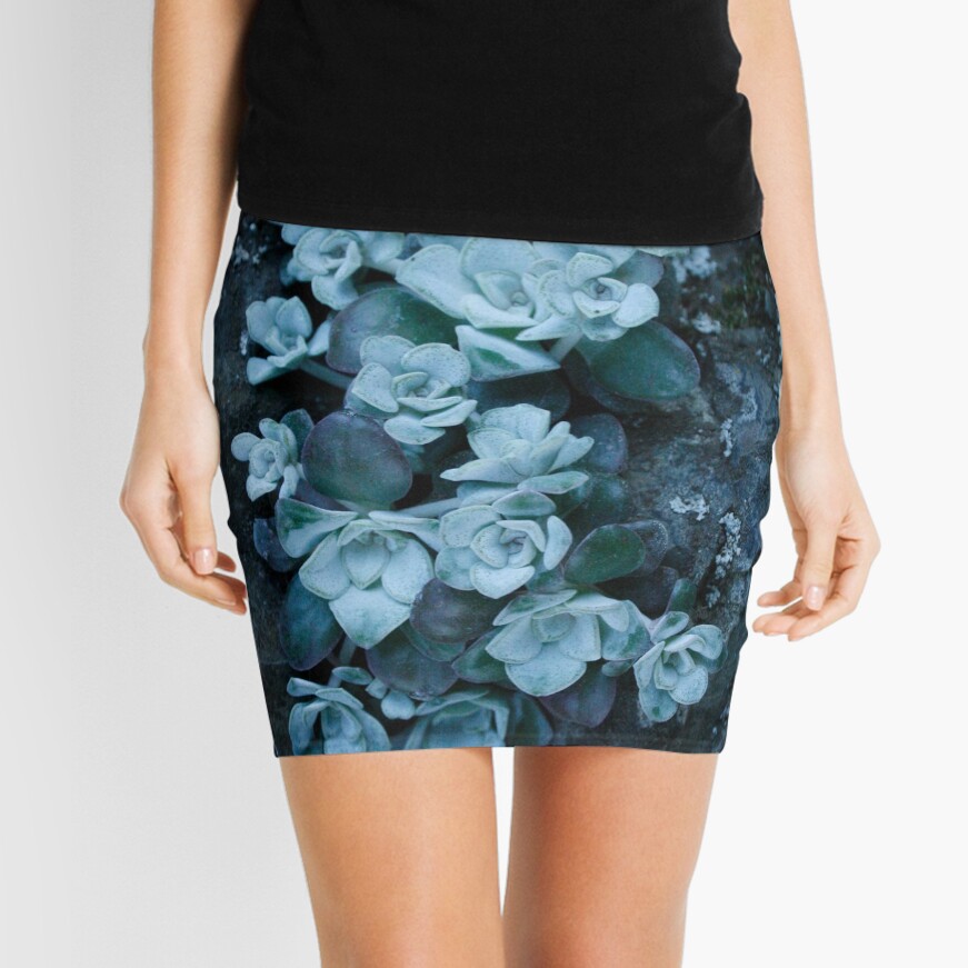 cool blue wild succulents Mini Skirt
