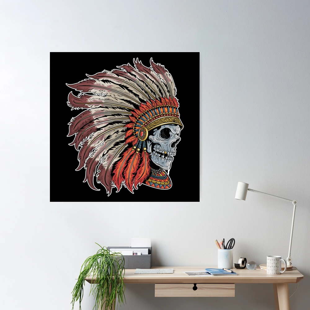 Pegatina for Sale con la obra «Cráneo de penacho indio» de TheSimpleMan