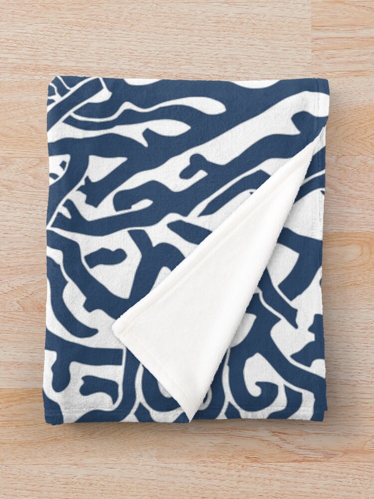 "Coral Reef Pattern | Navy Blue White Coastal Beach House" Throw