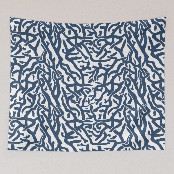 Item preview, Coral Reef Pattern | Navy Blue White Coastal Beach House designed and sold by emkayhess.