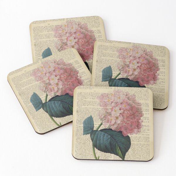 Item preview, Botanical print, on old book page - Hydrangea blossom designed and sold by Art by Lilia.