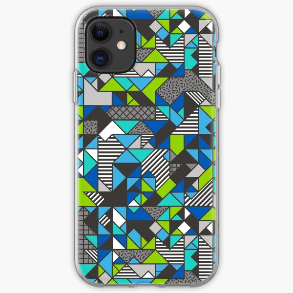 Geometric Shapes and Triangles Blue Mint Green iPhone Soft Case