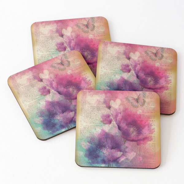 Item preview, Botanical print, on old book page - poppies designed and sold by Art by Lilia.