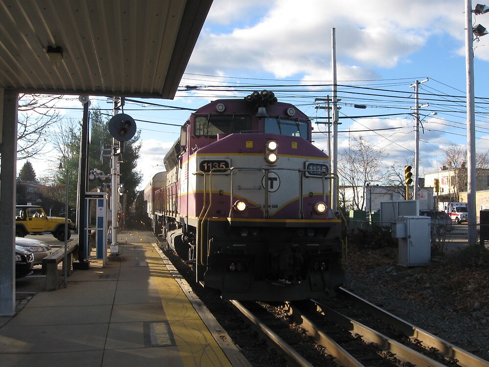 "1135 MBTA Commuter Rail at Needham Heights" by Eric Sanford Redbubble