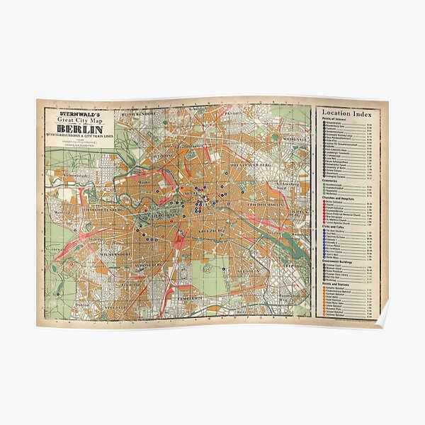 Berlin Map from Berlin The Wicked City (Call of Cthulhu) Poster