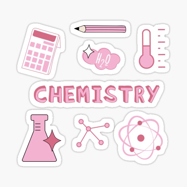 pink chemistry subject sticker pack sticker by the goods redbubble