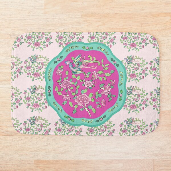 Pink-Jade PERANAKAN PLATE Bath Mat