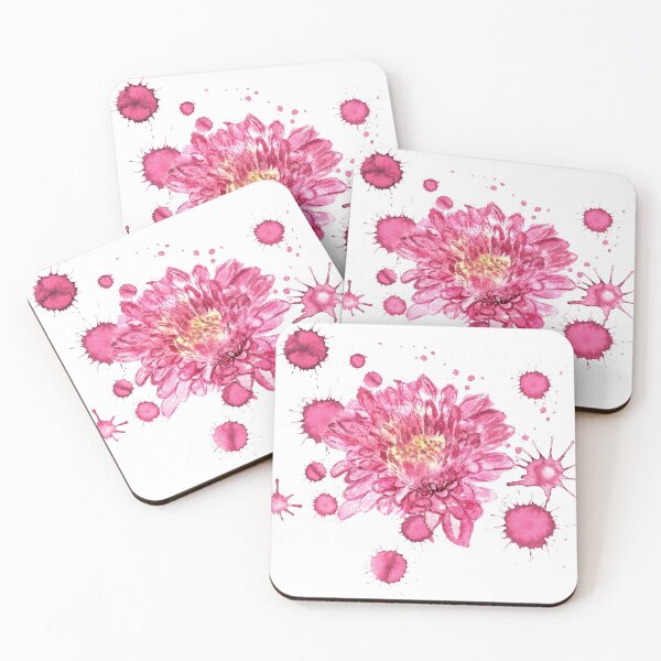 Item preview, Pink chrysantemum with paint blots designed and sold by Shoshina.