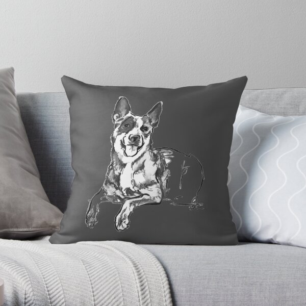 Blue Heeler Drawing Throw Pillow