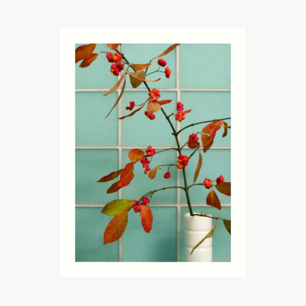 Autumn Twig and Tiles Art Print