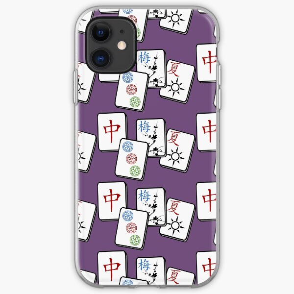 Mah Jong cubes game on purple background iPhone Soft Case