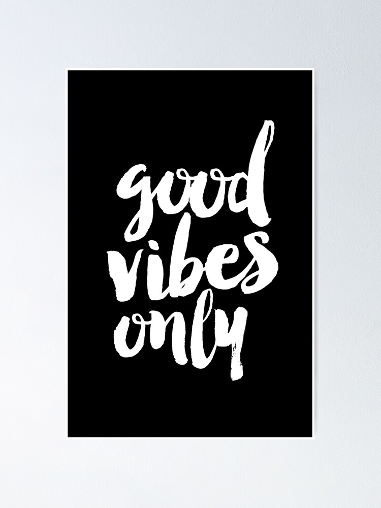 Blue Swirly Good Vibes Only Quote Wall Art Print 