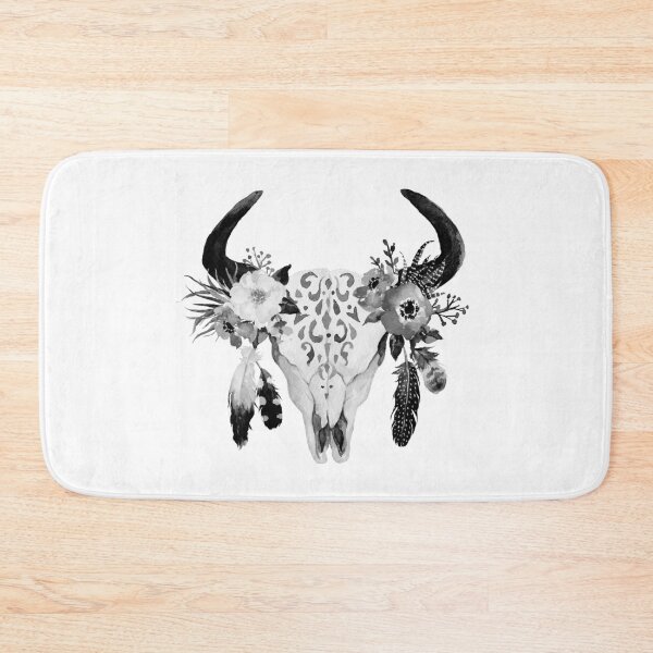 Item preview, Monochrome Bohemian Stag Skull designed and sold by MotivatedType.