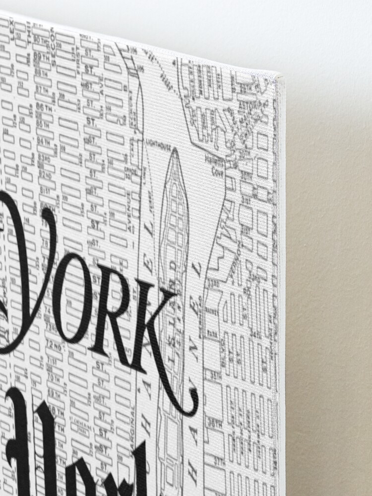 Alternate view of New York City - Vintage Street Map Typography Mounted Print