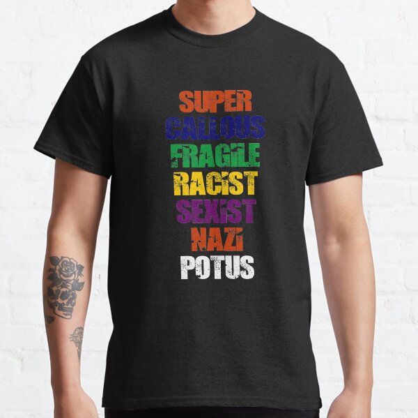 Vista previa del artículo con la obra «Súper insensible Frágil racista sexista POTUS Anti Trump 86 45», diseñado y vendido por hadleydesigns.