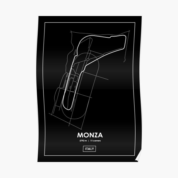 Monza - Italy Track Map WHITE Poster