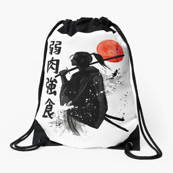 Samurai con proverbio en japonés Mochila saco