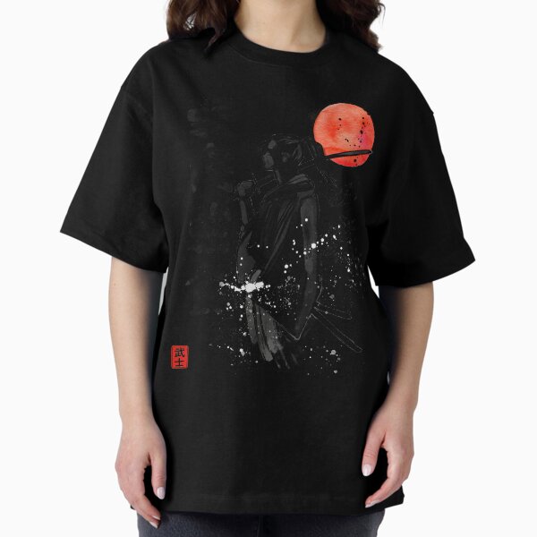 Samurai con proverbio en japonés Camiseta holgada