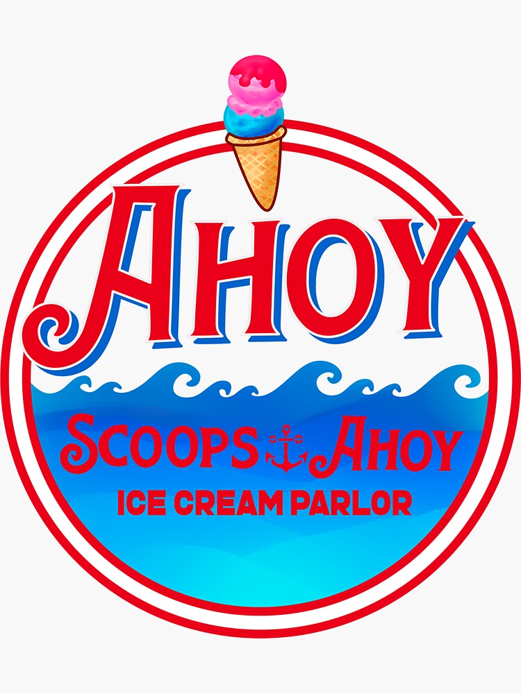 "Scoops Ahoy Ice Cream Parlor Stranger TShirt" Sticker for Sale by Pauloemde Redbubble