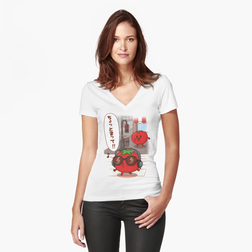 Vista previa del artículo con la obra «Camiseta entallada de cuello en V», diseñado y vendido por Yoteformo.
