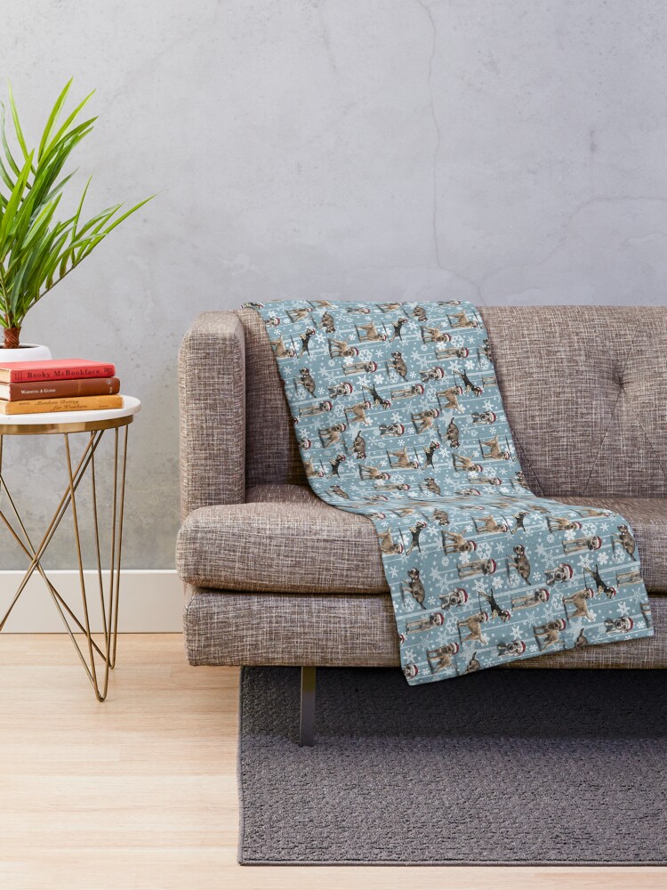 Alternate view of The Christmas Border Terrier Throw Blanket