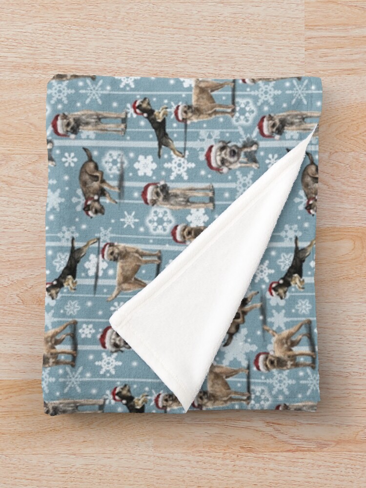 Alternate view of The Christmas Border Terrier Throw Blanket