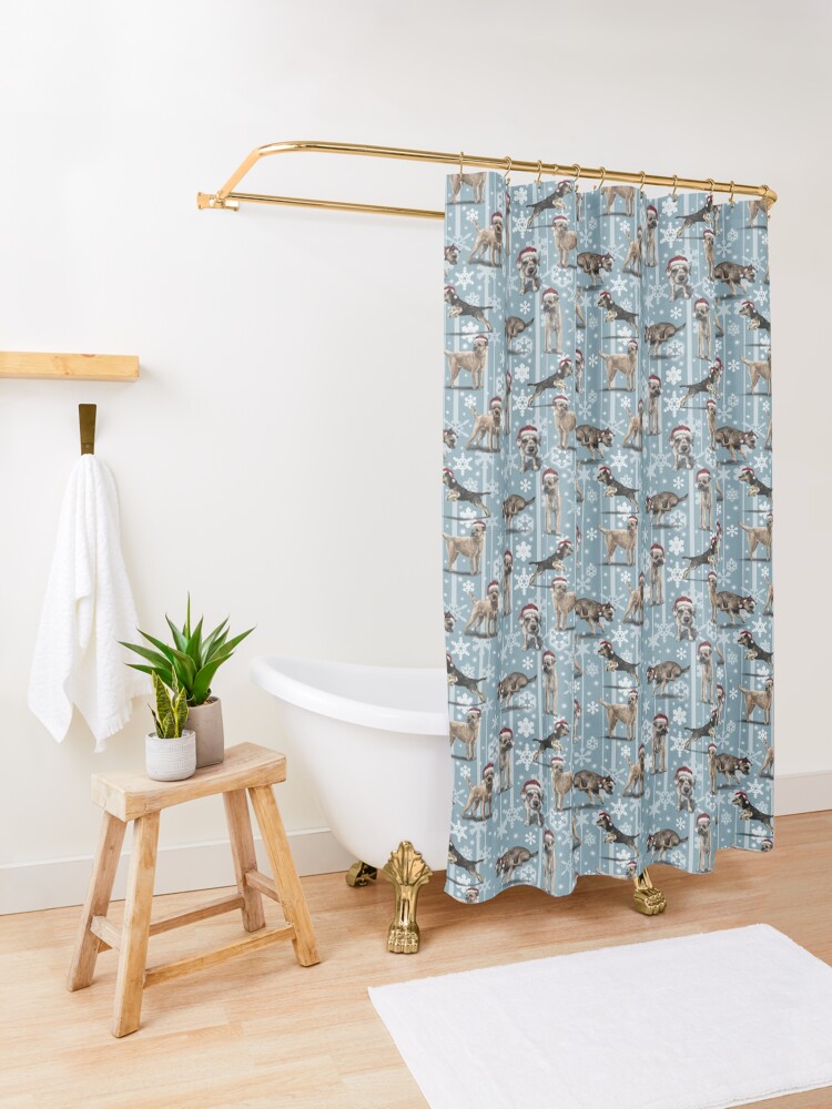 Alternate view of The Christmas Border Terrier Shower Curtain