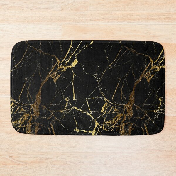 Black and gold Marble | Texture  Bath Mat
