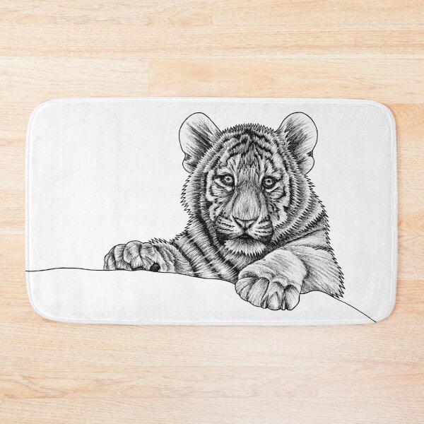 Item preview, Amur tiger cub - ink illustration designed and sold by LorenDowding.